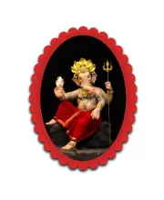 Ganesha Wall Decorative Showpiece 6 X 8 Inch | 4 MM MDF Wooden Glossy Sublimation Print | Back Hook Wall Hanging | Home Temple & Living Room Decor (F57195)