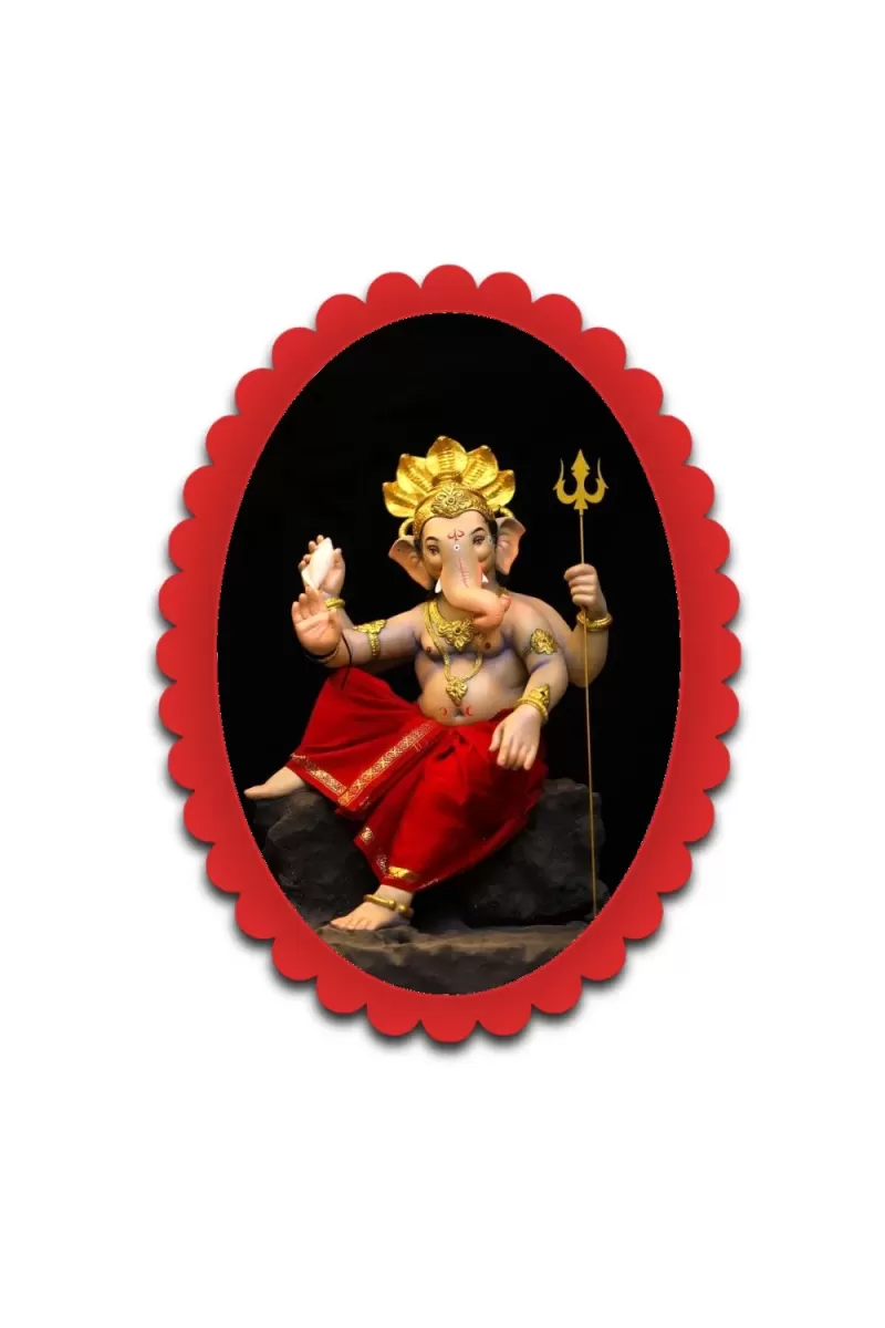 Ganesha Wall Decorative Showpiece 6 X 8 Inch | 4 MM MDF Wooden Glossy Sublimation Print | Back Hook Wall Hanging | Home Temple & Living Room Decor (F57195)