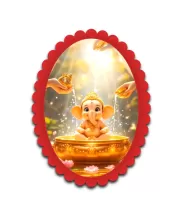 Ganesha Wall Decorative Showpiece 6 X 8 Inch | 4 MM MDF Wooden Glossy Sublimation Print | Back Hook Wall Hanging | Home Temple & Living Room Decor (F57199)