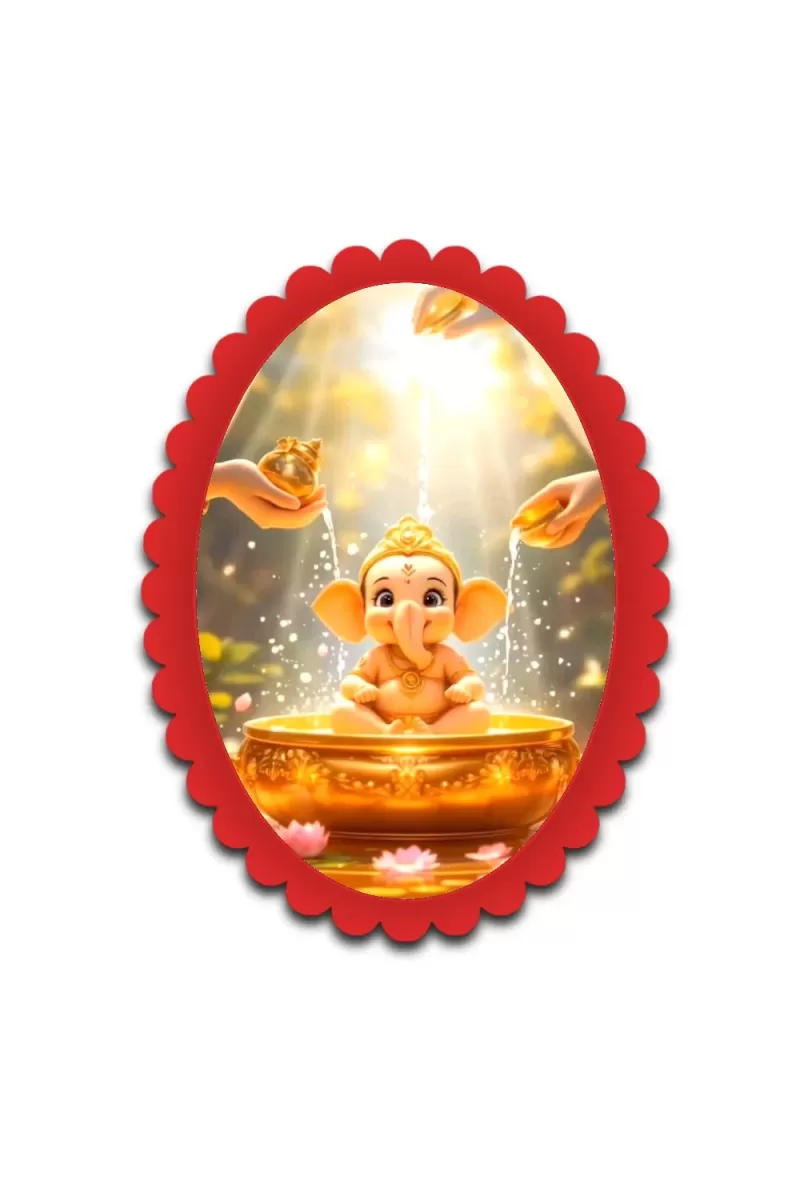 Ganesha Wall Decorative Showpiece 6 X 8 Inch | 4 MM MDF Wooden Glossy Sublimation Print | Back Hook Wall Hanging | Home Temple & Living Room Decor (F57199)