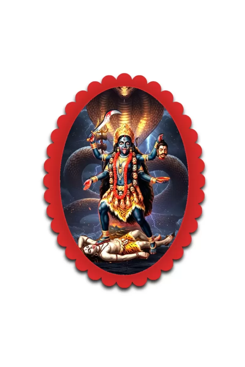 Kali Wall Decorative Showpiece 6 X 8 Inch | 4 MM MDF Wooden Glossy Sublimation Print | Back Hook Wall Hanging | Home Temple & Living Room Decor (F57200)