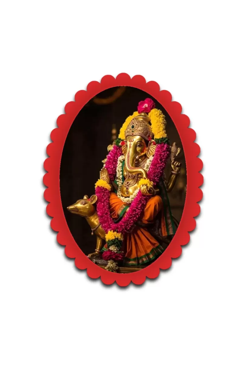 Ganesha Wall Decorative Showpiece 6 X 8 Inch | 4 MM MDF Wooden Glossy Sublimation Print | Back Hook Wall Hanging | Home Temple & Living Room Decor (F57203)