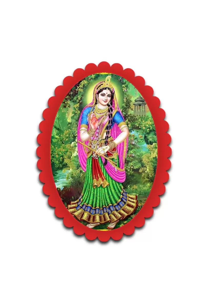 Radha Wall Decorative Showpiece 6 X 8 Inch | 4 MM MDF Wooden Glossy Sublimation Print | Back Hook Wall Hanging | Home Temple & Living Room Decor (F57212)
