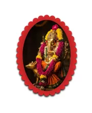 Ganesha Wall Decorative Showpiece 6 X 8 Inch | 4 MM MDF Wooden Glossy Sublimation Print | Back Hook Wall Hanging | Home Temple & Living Room Decor (F57216)