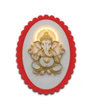 Ganesha Wall Decorative Showpiece 6 X 8 Inch | 4 MM MDF Wooden Glossy Sublimation Print | Back Hook Wall Hanging | Home Temple & Living Room Decor (F57219)