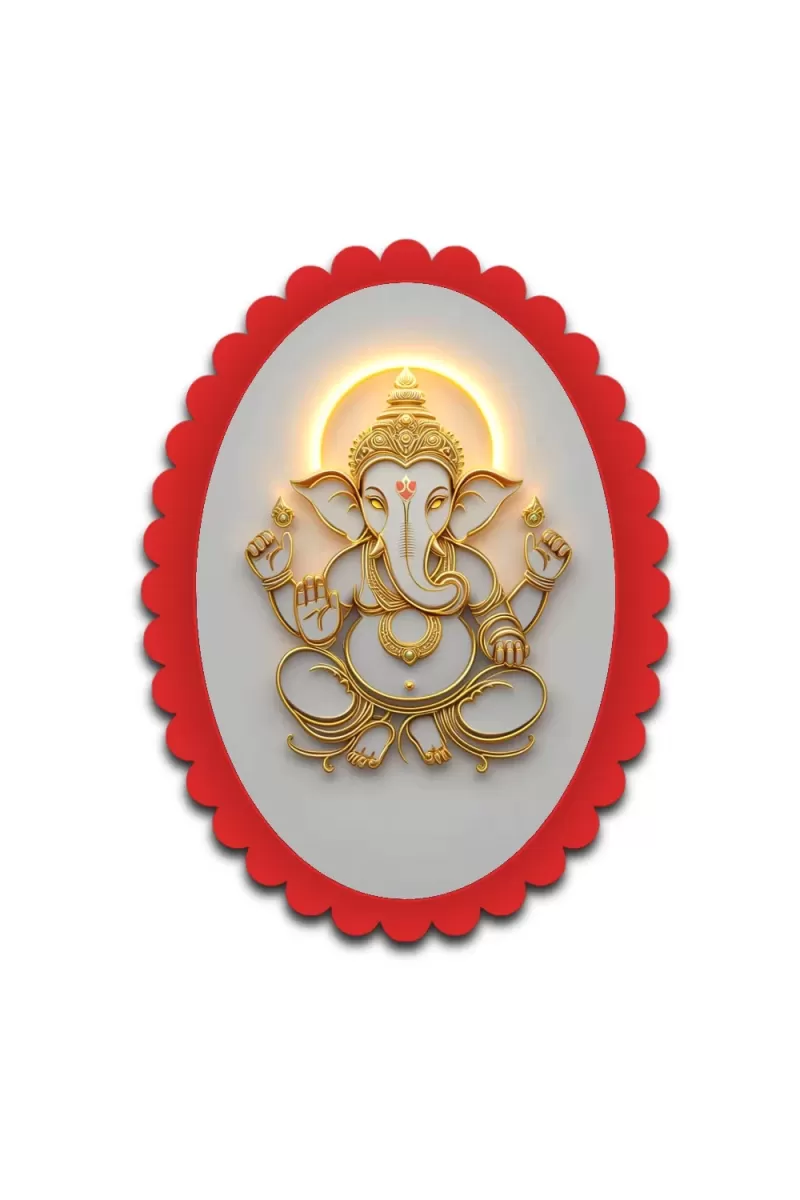 Ganesha Wall Decorative Showpiece 6 X 8 Inch | 4 MM MDF Wooden Glossy Sublimation Print | Back Hook Wall Hanging | Home Temple & Living Room Decor (F57219)