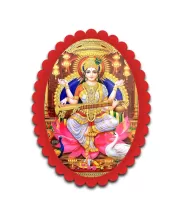 Saraswati Wall Decorative Showpiece 6 X 8 Inch | 4 MM MDF Wooden Glossy Sublimation Print | Back Hook Wall Hanging | Home Temple & Living Room Decor (F57230)