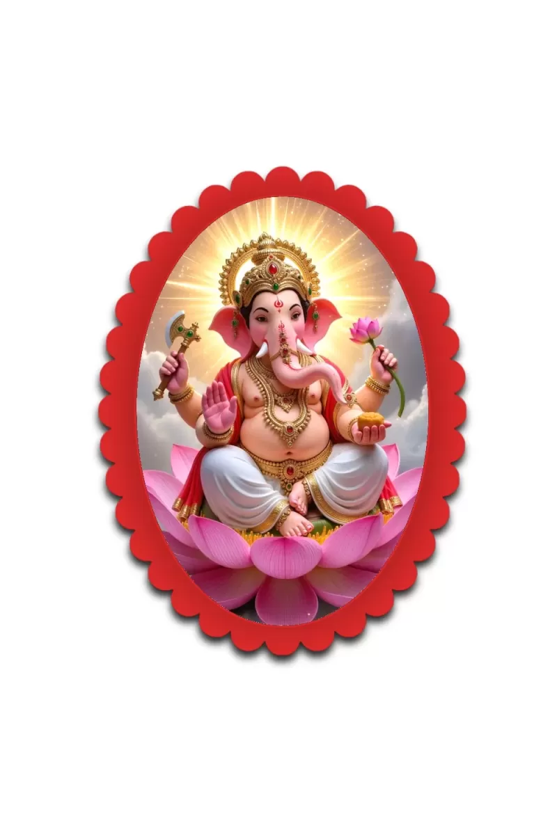 Ganesha Wall Decorative Showpiece 6 X 8 Inch | 4 MM MDF Wooden Glossy Sublimation Print | Back Hook Wall Hanging | Home Temple & Living Room Decor (F57234)