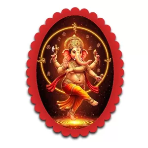 Ganesha Wall Decorative Showpiece 6 X 8 Inch | 4 MM MDF Wooden Glossy Sublimation Print | Back Hook Wall Hanging | Home Temple & Living Room Decor (F57235)