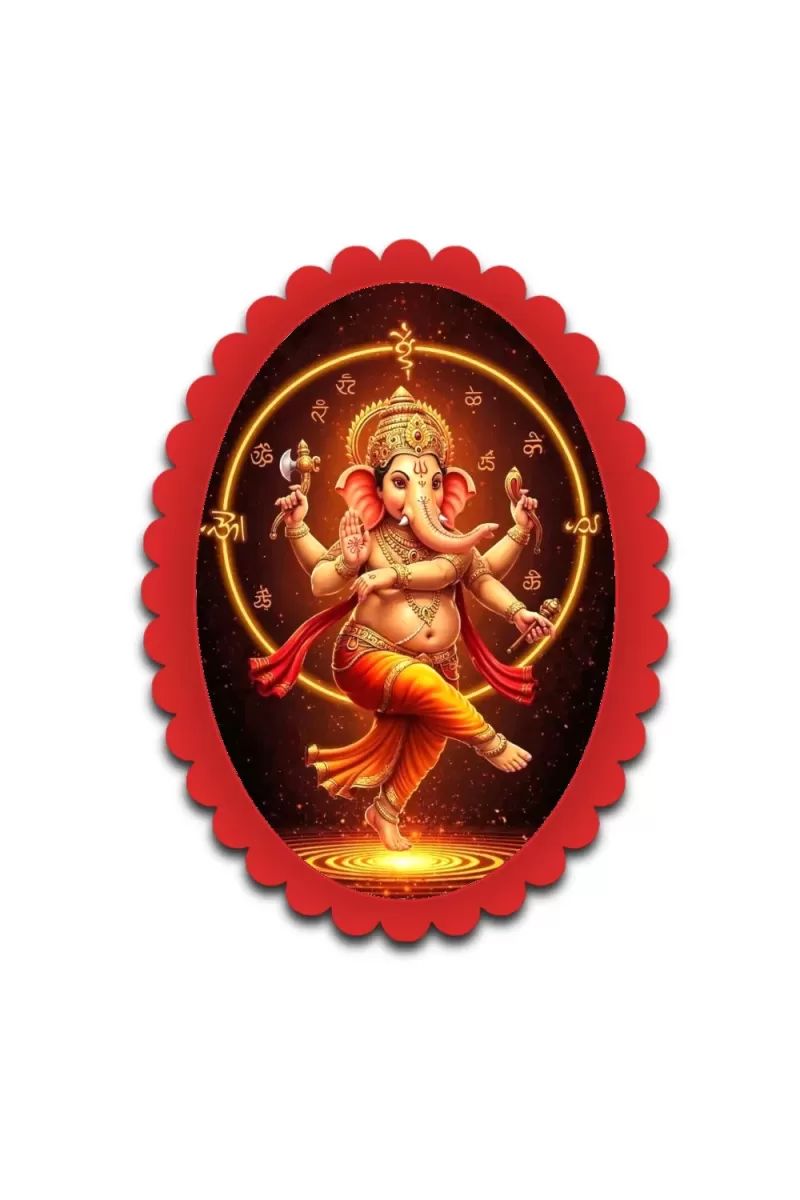 Ganesha Wall Decorative Showpiece 6 X 8 Inch | 4 MM MDF Wooden Glossy Sublimation Print | Back Hook Wall Hanging | Home Temple & Living Room Decor (F57235)