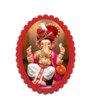 Ganesha Wall Decorative Showpiece 6 X 8 Inch | 4 MM MDF Wooden Glossy Sublimation Print | Back Hook Wall Hanging | Home Temple & Living Room Decor (F57239)