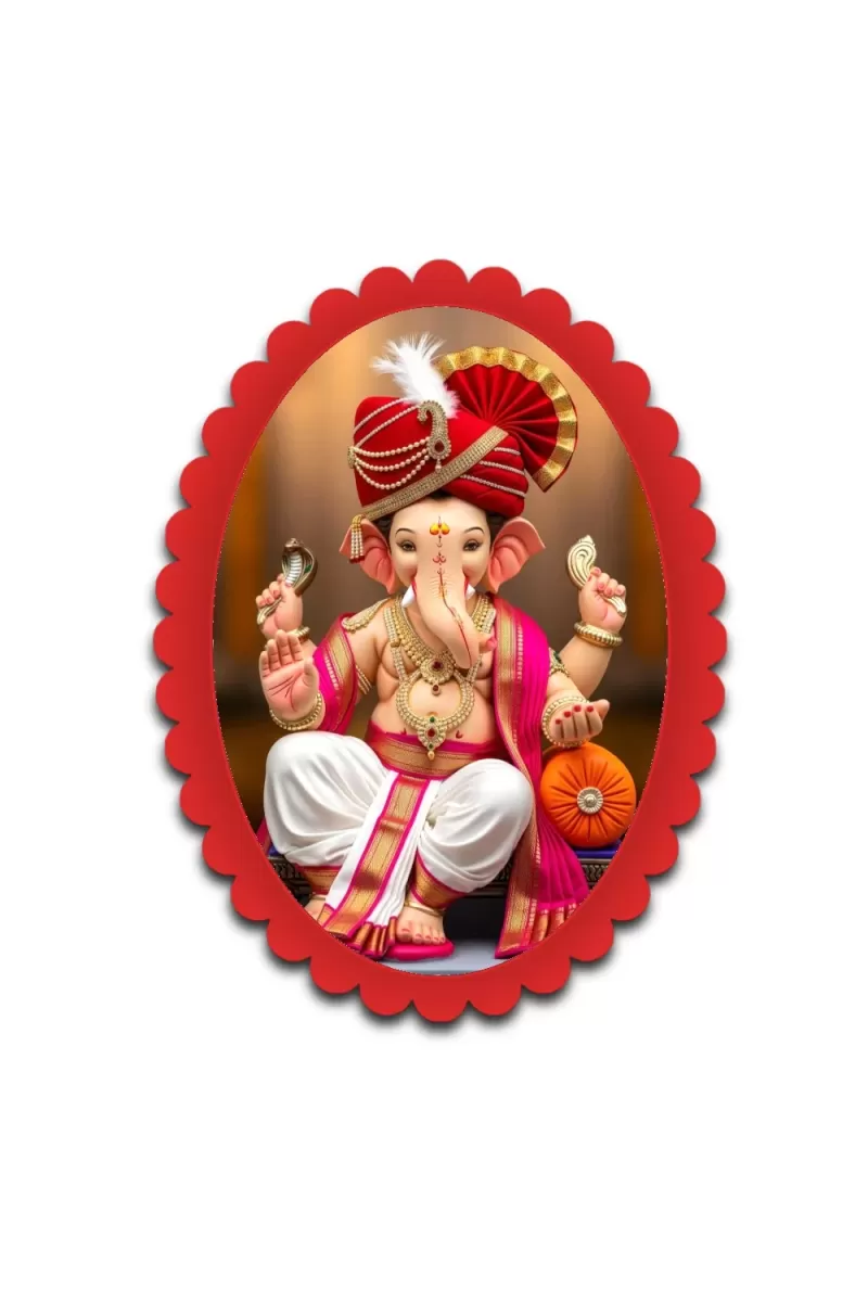 Ganesha Wall Decorative Showpiece 6 X 8 Inch | 4 MM MDF Wooden Glossy Sublimation Print | Back Hook Wall Hanging | Home Temple & Living Room Decor (F57239)