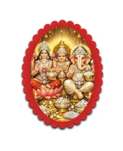 Lakshmi Saraswati Ganesha Wall Decorative Showpiece 6 X 8 Inch | 4 MM MDF Wooden Glossy Sublimation Print | Back Hook Wall Hanging | Home Temple & Living Room Decor (F57240)