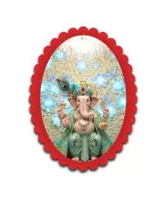 Ganesha Wall Decorative Showpiece 6 X 8 Inch | 4 MM MDF Wooden Glossy Sublimation Print | Back Hook Wall Hanging | Home Temple & Living Room Decor (F57244)