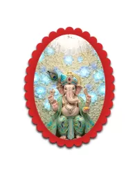 Ganesha Wall Decorative Showpiece 6 X 8 Inch | 4 MM MDF Wooden Glossy Sublimation Print | Back Hook Wall Hanging | Home Temple & Living Room Decor (F57244)