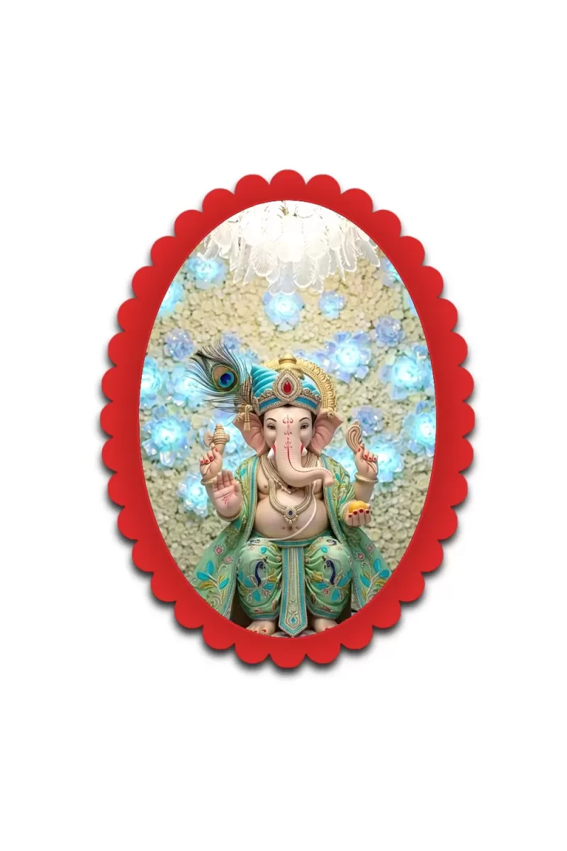 Ganesha Wall Decorative Showpiece 6 X 8 Inch | 4 MM MDF Wooden Glossy Sublimation Print | Back Hook Wall Hanging | Home Temple & Living Room Decor (F57244)