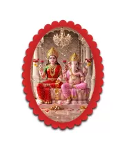 Lakshmi And Ganesha Wall Decorative Showpiece 6 X 8 Inch | 4 MM MDF Wooden Glossy Sublimation Print | Back Hook Wall Hanging | Home Temple & Living Room Decor (F57247)