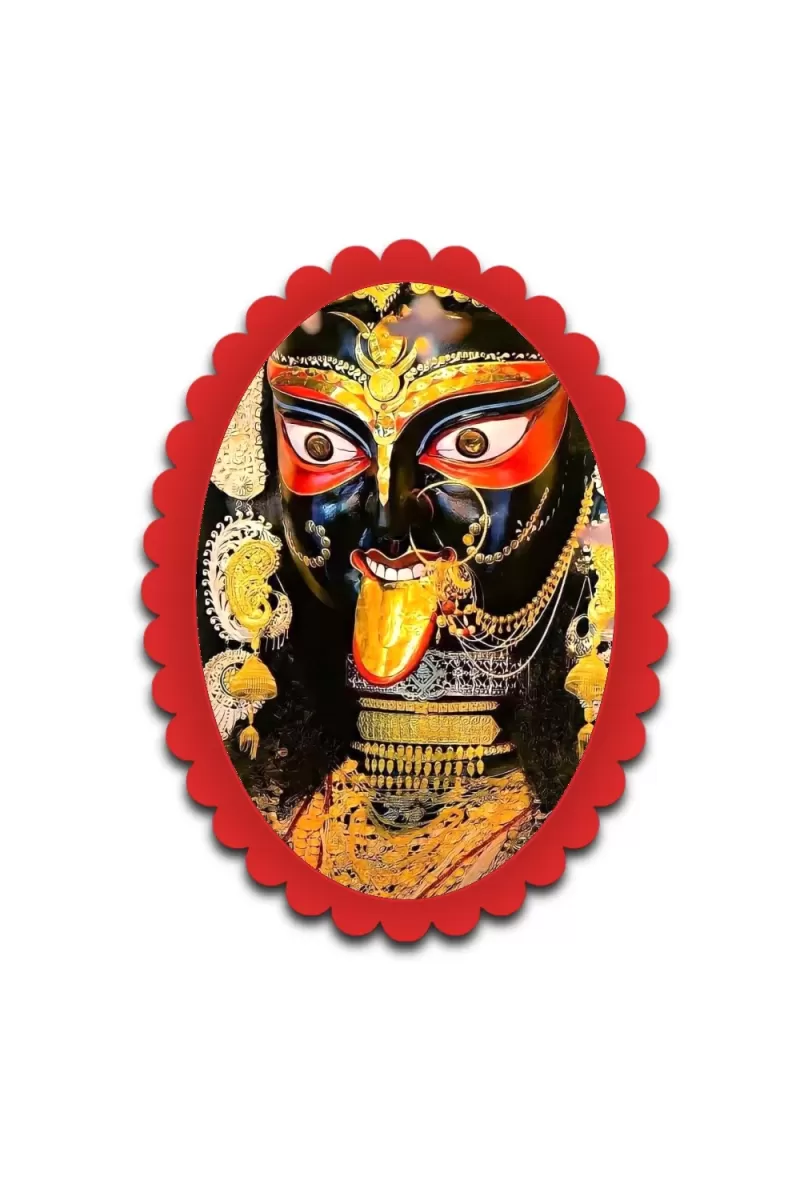 Goddess Kali Wall Decorative Showpiece 6 X 8 Inch | 4 MM MDF Wooden Glossy Sublimation Print | Back Hook Wall Hanging | Home Temple & Living Room Decor (F57249)
