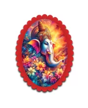 Ganesha Wall Decorative Showpiece 6 X 8 Inch | 4 MM MDF Wooden Glossy Sublimation Print | Back Hook Wall Hanging | Home Temple & Living Room Decor (F57250)
