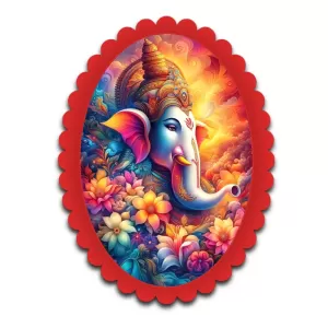 Ganesha Wall Decorative Showpiece 6 X 8 Inch | 4 MM MDF Wooden Glossy Sublimation Print | Back Hook Wall Hanging | Home Temple & Living Room Decor (F57250)