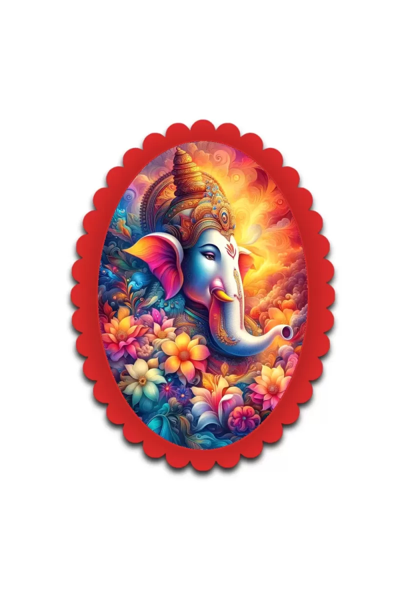 Ganesha Wall Decorative Showpiece 6 X 8 Inch | 4 MM MDF Wooden Glossy Sublimation Print | Back Hook Wall Hanging | Home Temple & Living Room Decor (F57250)