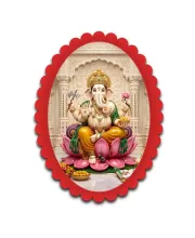 Ganesha Wall Decorative Showpiece 6 X 8 Inch | 4 MM MDF Wooden Glossy Sublimation Print | Back Hook Wall Hanging | Home Temple & Living Room Decor (F57261)