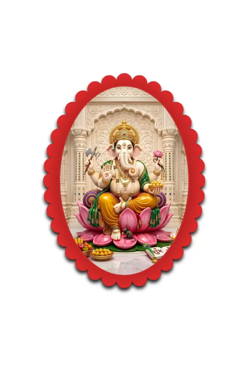 Ganesha Wall Decorative Showpiece 6 X 8 Inch | 4 MM MDF Wooden Glossy Sublimation Print | Back Hook Wall Hanging | Home Temple & Living Room Decor (F57261)