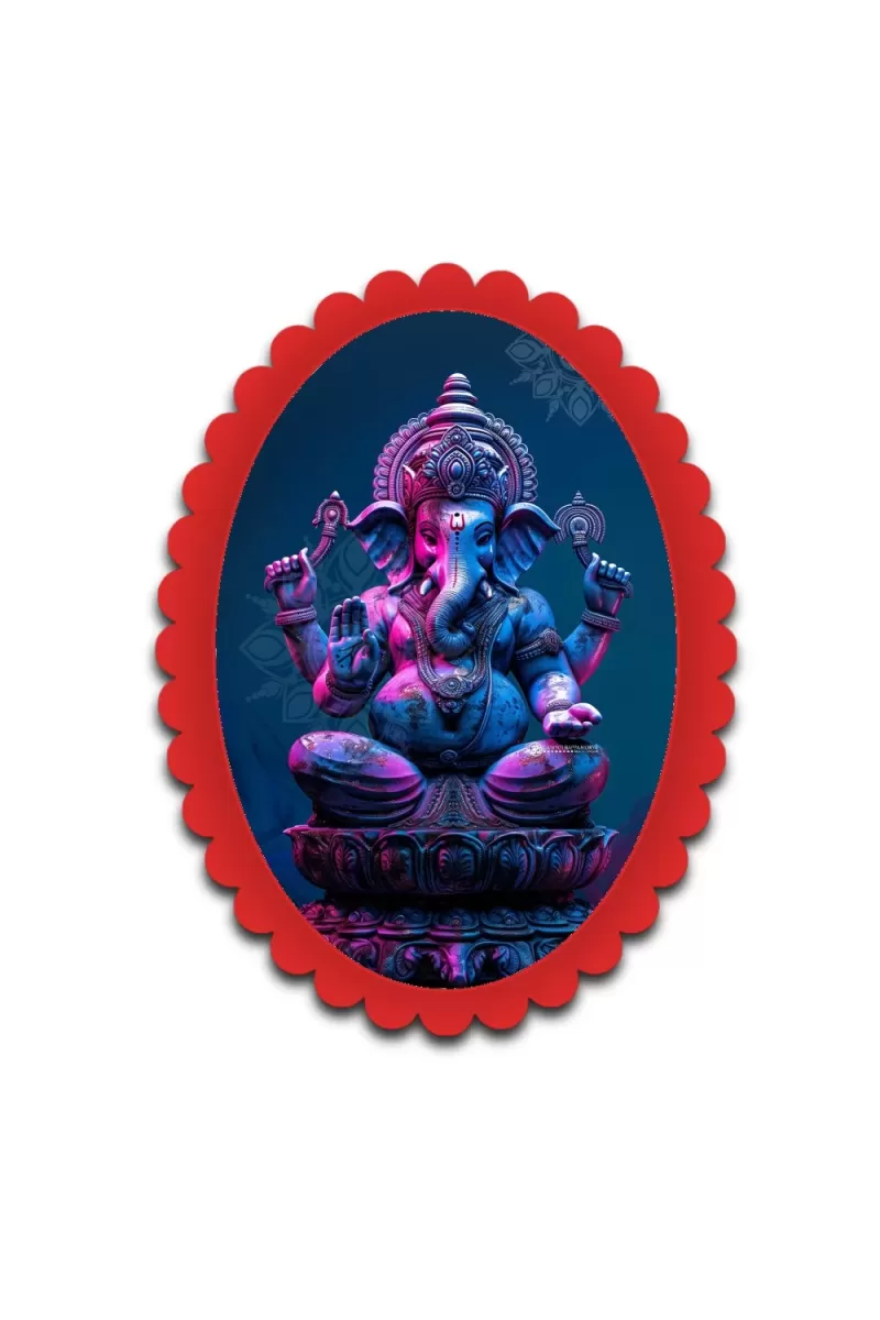 Ganesha Wall Decorative Showpiece 6 X 8 Inch | 4 MM MDF Wooden Glossy Sublimation Print | Back Hook Wall Hanging | Home Temple & Living Room Decor (F57266)
