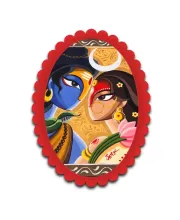Radha Krishna Wall Decorative Showpiece 6 X 8 Inch | 4 MM MDF Wooden Glossy Sublimation Print | Back Hook Wall Hanging | Home Temple & Living Room Decor (F57269)