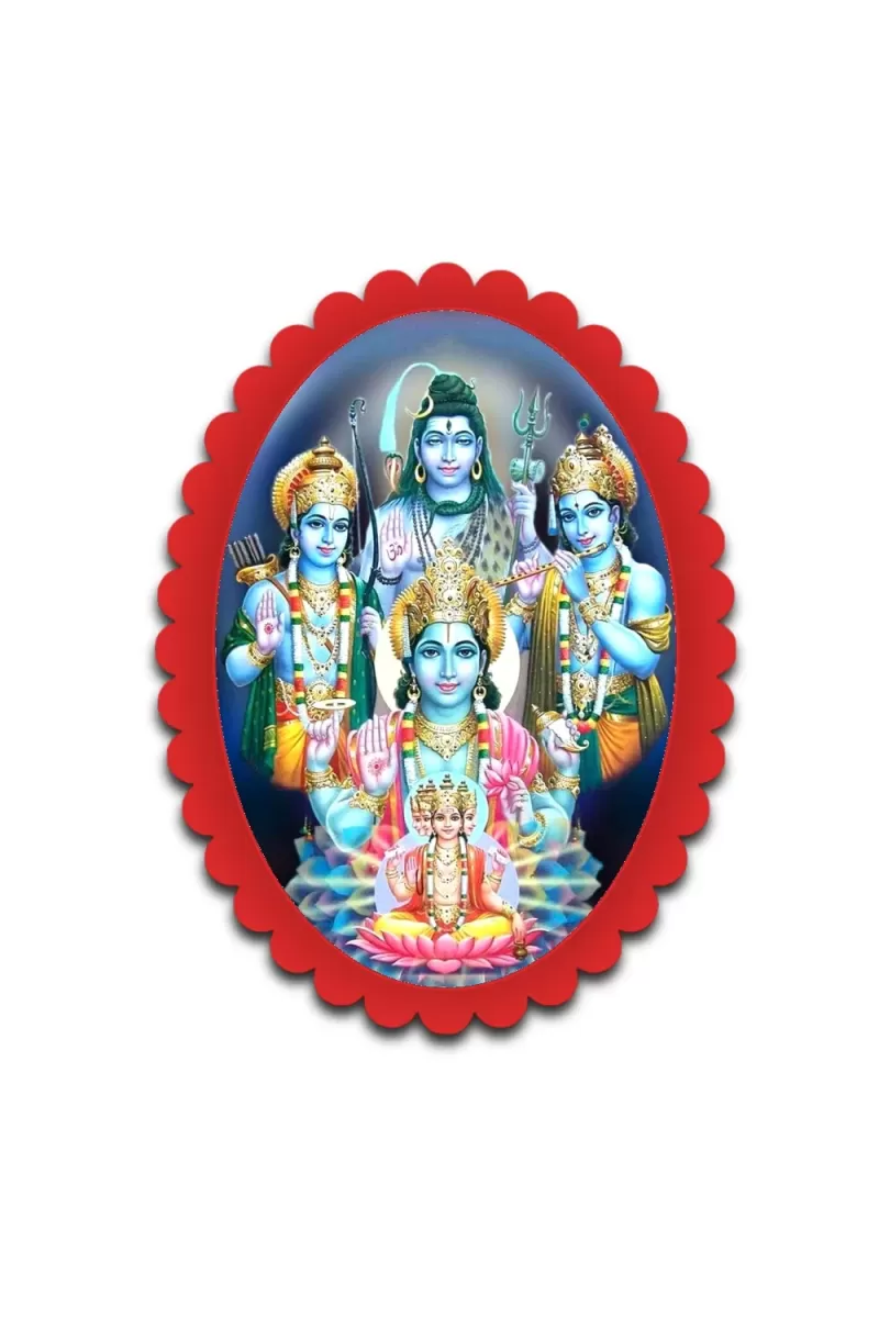Vishnu Wall Decorative Showpiece 6 X 8 Inch | 4 MM MDF Wooden Glossy Sublimation Print | Back Hook Wall Hanging | Home Temple & Living Room Decor (F57270)
