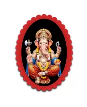 Ganesha Wall Decorative Showpiece 6 X 8 Inch | 4 MM MDF Wooden Glossy Sublimation Print | Back Hook Wall Hanging | Home Temple & Living Room Decor (F57271)