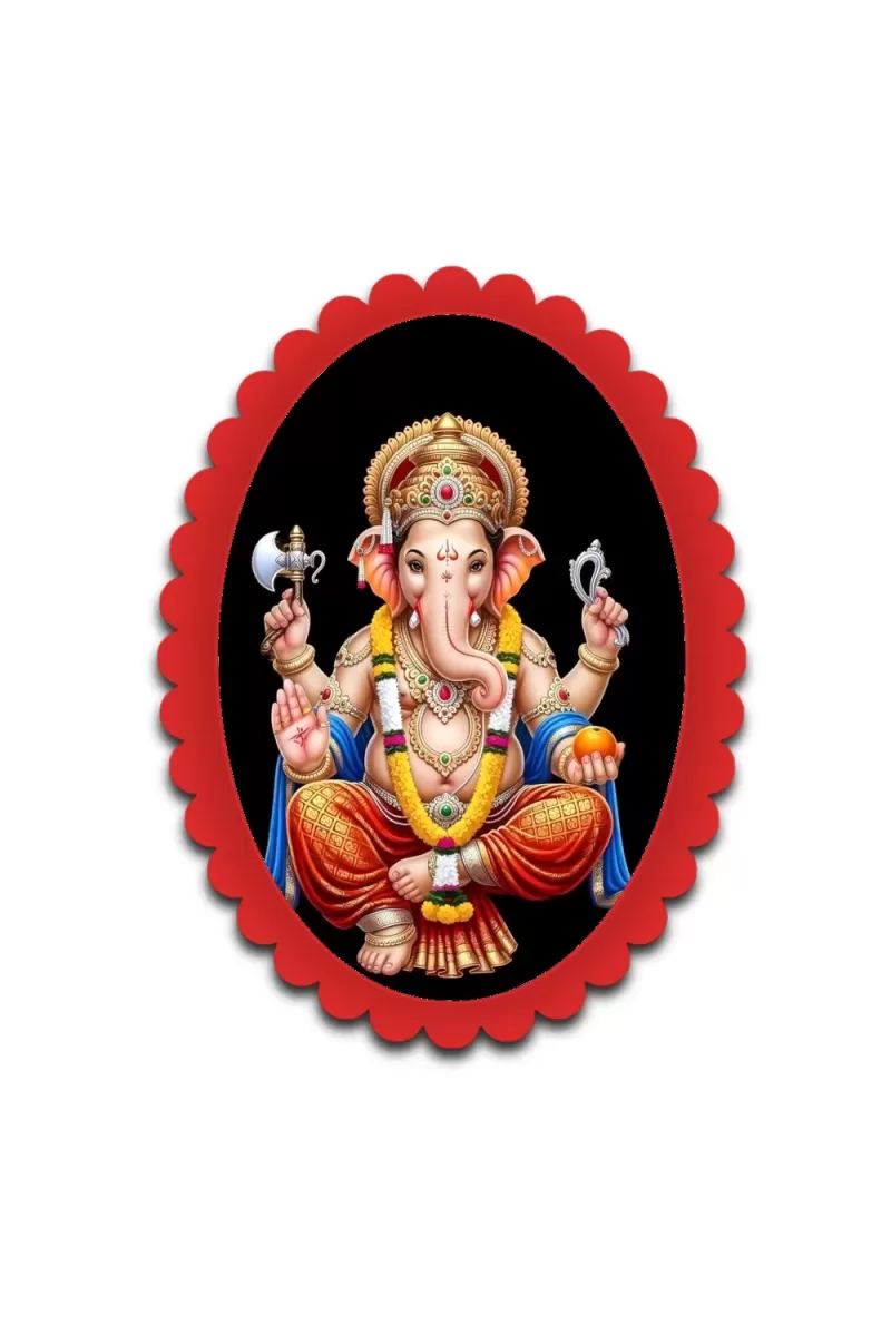 Ganesha Wall Decorative Showpiece 6 X 8 Inch | 4 MM MDF Wooden Glossy Sublimation Print | Back Hook Wall Hanging | Home Temple & Living Room Decor (F57271)