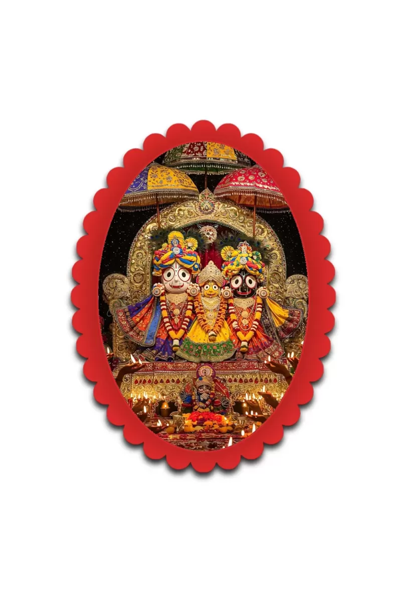 Jagannatha Wall Decorative Showpiece 6 X 8 Inch | 4 MM MDF Wooden Glossy Sublimation Print | Back Hook Wall Hanging | Home Temple & Living Room Decor (F57272)