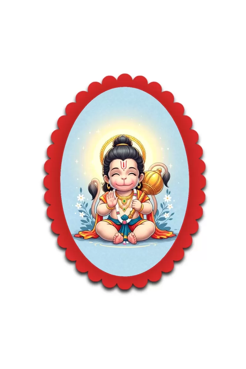 Hanuman Wall Decorative Showpiece 6 X 8 Inch | 4 MM MDF Wooden Glossy Sublimation Print | Back Hook Wall Hanging | Home Temple & Living Room Decor (F57277)