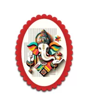 Ganesha Wall Decorative Showpiece 6 X 8 Inch | 4 MM MDF Wooden Glossy Sublimation Print | Back Hook Wall Hanging | Home Temple & Living Room Decor (F57278)