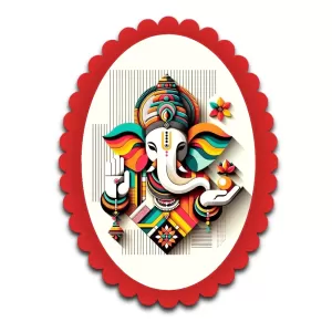 Ganesha Wall Decorative Showpiece 6 X 8 Inch | 4 MM MDF Wooden Glossy Sublimation Print | Back Hook Wall Hanging | Home Temple & Living Room Decor (F57278)