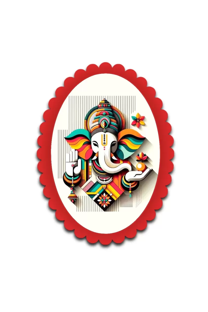 Ganesha Wall Decorative Showpiece 6 X 8 Inch | 4 MM MDF Wooden Glossy Sublimation Print | Back Hook Wall Hanging | Home Temple & Living Room Decor (F57278)