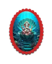 Ganesha Wall Decorative Showpiece 6 X 8 Inch | 4 MM MDF Wooden Glossy Sublimation Print | Back Hook Wall Hanging | Home Temple & Living Room Decor (F57279)