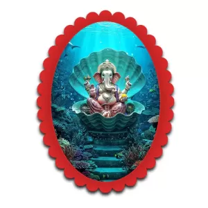Ganesha Wall Decorative Showpiece 6 X 8 Inch | 4 MM MDF Wooden Glossy Sublimation Print | Back Hook Wall Hanging | Home Temple & Living Room Decor (F57279)