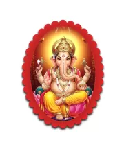 Ganesha Wall Decorative Showpiece 6 X 8 Inch | 4 MM MDF Wooden Glossy Sublimation Print | Back Hook Wall Hanging | Home Temple & Living Room Decor (F57281)