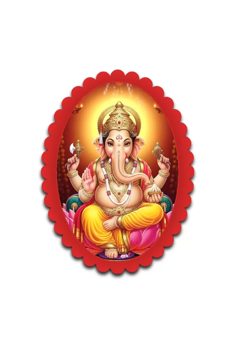 Ganesha Wall Decorative Showpiece 6 X 8 Inch | 4 MM MDF Wooden Glossy Sublimation Print | Back Hook Wall Hanging | Home Temple & Living Room Decor (F57281)