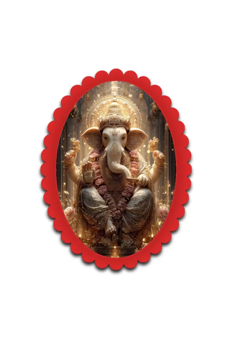 Ganesha Wall Decorative Showpiece 6 X 8 Inch | 4 MM MDF Wooden Glossy Sublimation Print | Back Hook Wall Hanging | Home Temple & Living Room Decor (F57289)