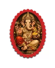 Ganesha Wall Decorative Showpiece 6 X 8 Inch | 4 MM MDF Wooden Glossy Sublimation Print | Back Hook Wall Hanging | Home Temple & Living Room Decor (F57291)