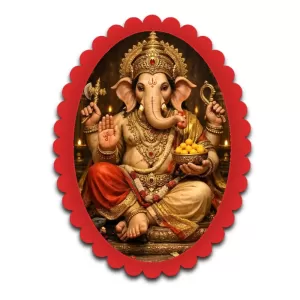 Ganesha Wall Decorative Showpiece 6 X 8 Inch | 4 MM MDF Wooden Glossy Sublimation Print | Back Hook Wall Hanging | Home Temple & Living Room Decor (F57291)