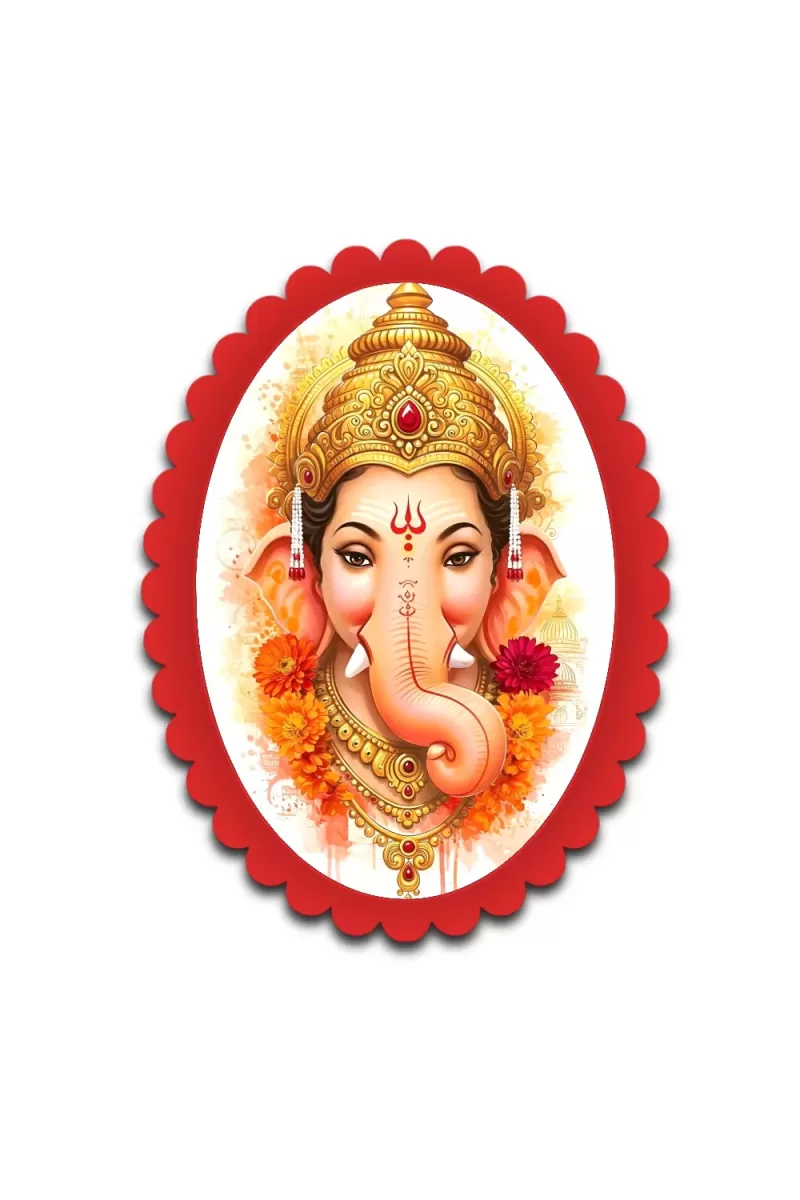 Ganesha Wall Decorative Showpiece 6 X 8 Inch | 4 MM MDF Wooden Glossy Sublimation Print | Back Hook Wall Hanging | Home Temple & Living Room Decor (F57293)