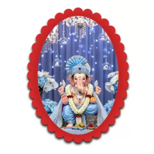 Ganesha Wall Decorative Showpiece 6 X 8 Inch | 4 MM MDF Wooden Glossy Sublimation Print | Back Hook Wall Hanging | Home Temple & Living Room Decor (F57297)