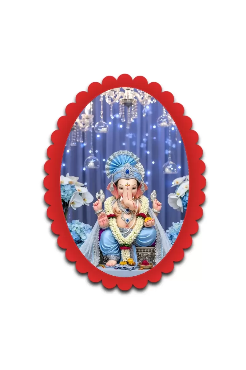 Ganesha Wall Decorative Showpiece 6 X 8 Inch | 4 MM MDF Wooden Glossy Sublimation Print | Back Hook Wall Hanging | Home Temple & Living Room Decor (F57297)