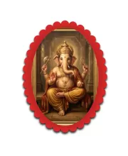 Ganesha Wall Decorative Showpiece 6 X 8 Inch | 4 MM MDF Wooden Glossy Sublimation Print | Back Hook Wall Hanging | Home Temple & Living Room Decor (F57306)