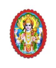 Vishnu Wall Decorative Showpiece 6 X 8 Inch | 4 MM MDF Wooden Glossy Sublimation Print | Back Hook Wall Hanging | Home Temple & Living Room Decor (F57309)