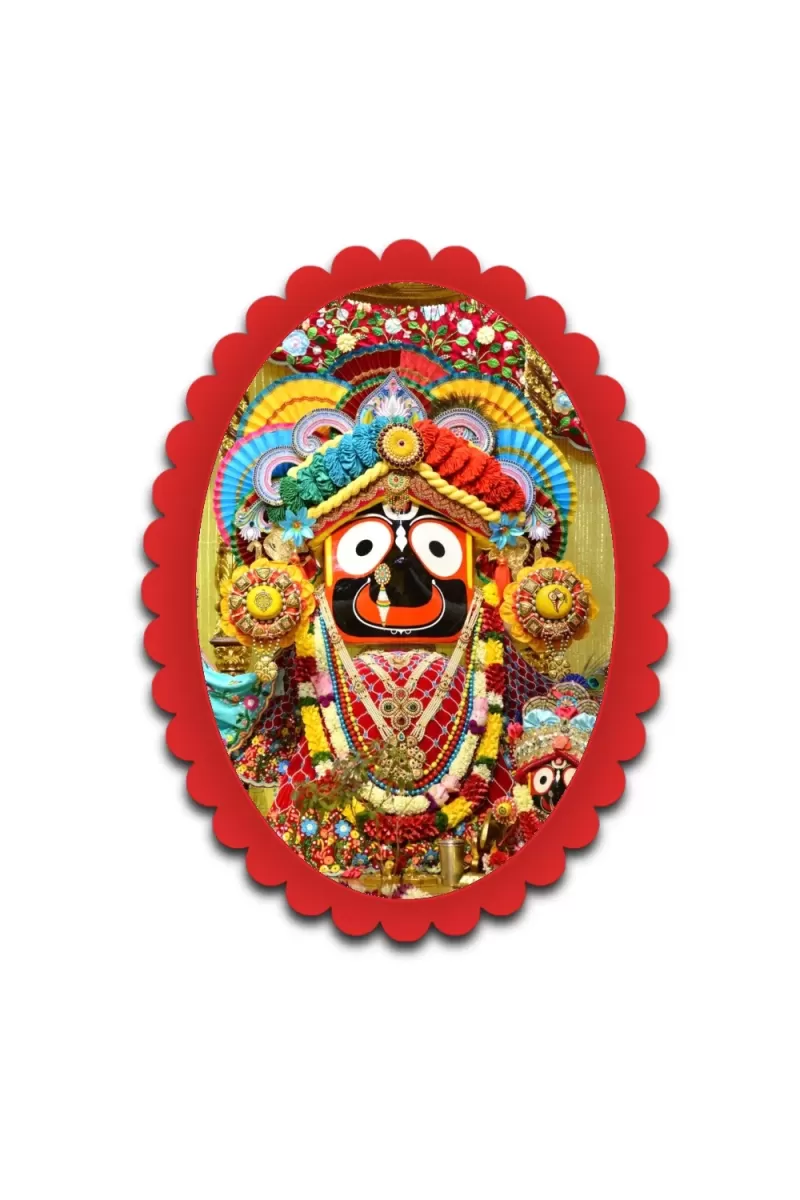 Lord Jagannath Wall Decorative Showpiece 6 X 8 Inch | 4 MM MDF Wooden Glossy Sublimation Print | Back Hook Wall Hanging | Home Temple & Living Room Decor (F57311)